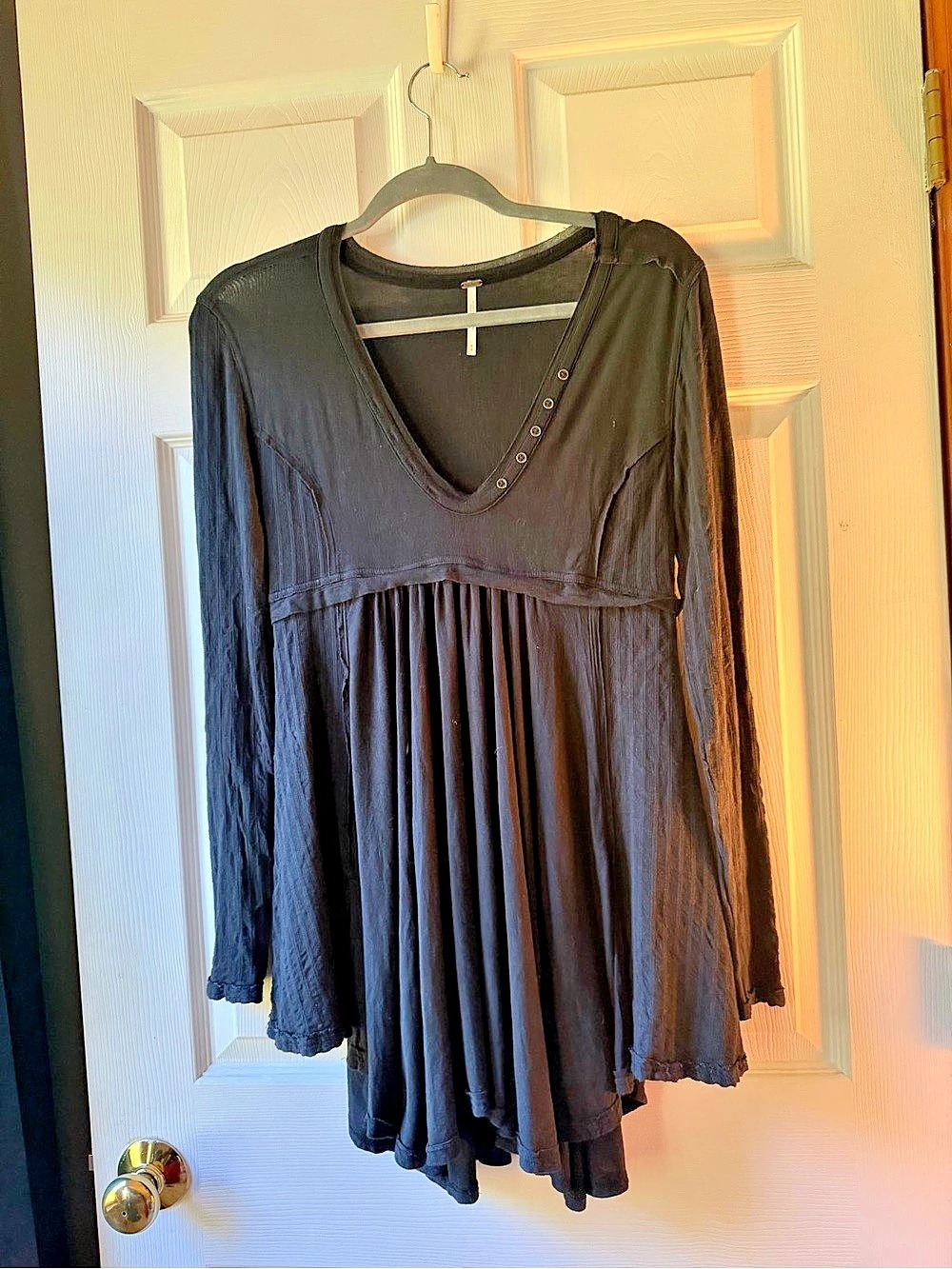 Free People Black Long Sleeve tunic/ Mini Dress Size Medium